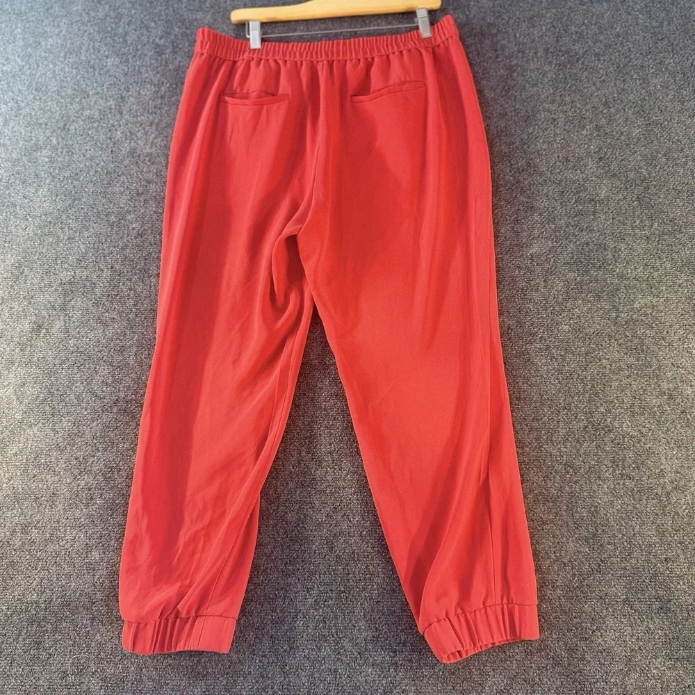 J.Crew Womens Red Pull On Jogger‎ Pants Size 14 Zip Pocket Career Casual Dressy